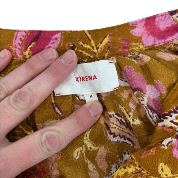 Xirena Sunset Estey Blouse Long Sleeve Camel Tan Floral Cotton Size Medium Boho - Picture 8 of 11